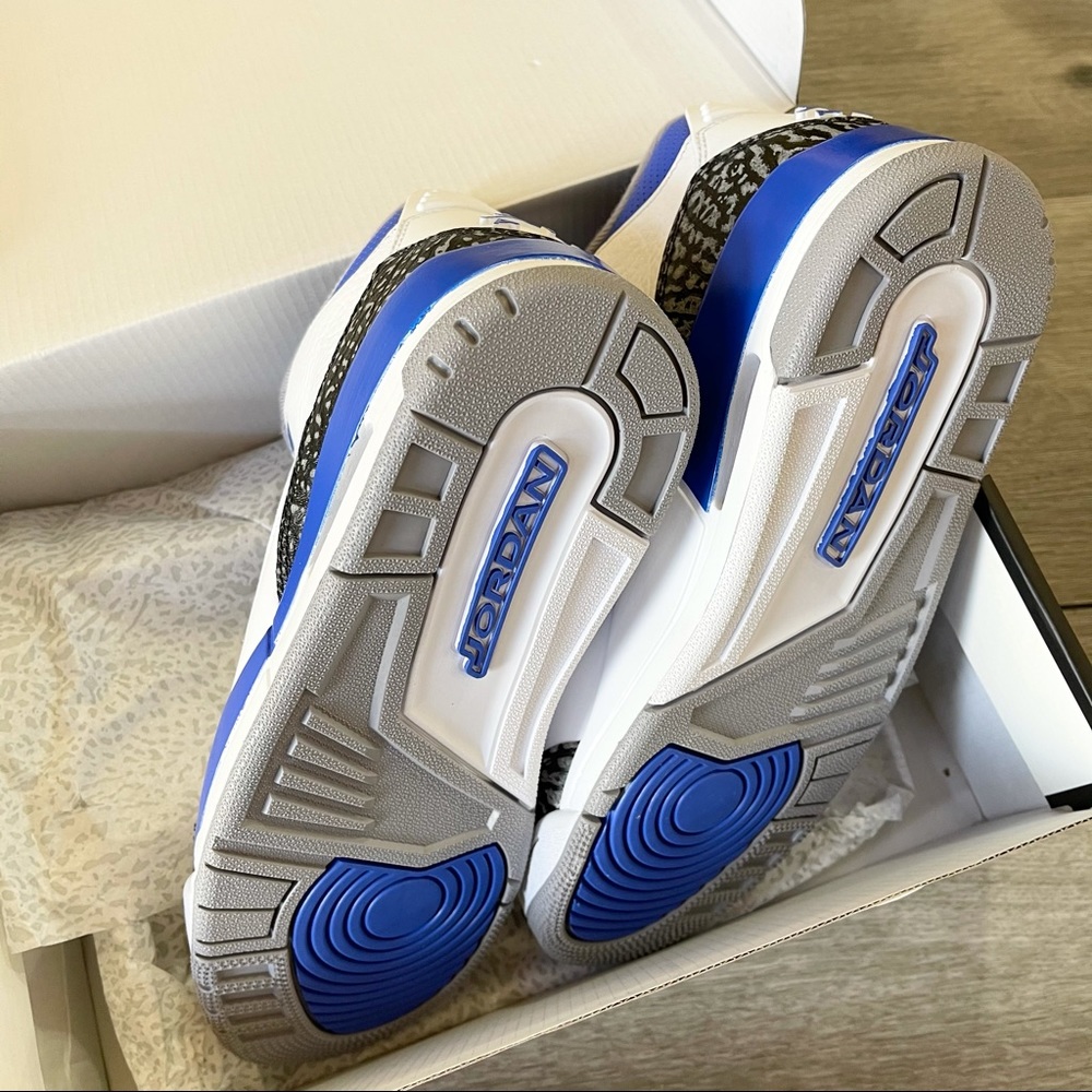 💙Air Jordan 3 Retro Racer Blue Black M8/W9.5💙 - Picture 9 of 9